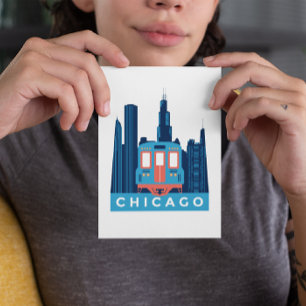 Chicago Skyline Vintage Travel Briefkaart