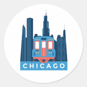 Chicago Skyline Vintage Travel Ronde Sticker