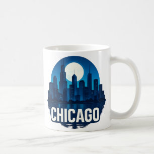 Chicago Skyline Volle Maan Cityscape Design Koffiemok