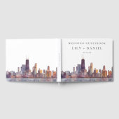 Chicago Skyline Watercolor Wedding Gastenboek (Volledig)