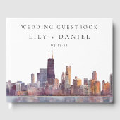 Chicago Skyline Watercolor Wedding Gastenboek (Voorkant)