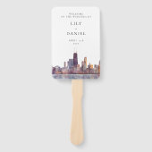 Chicago Skyline Watercolor Wedding Program Handwaaier (Voorkant)