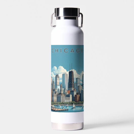 Chicago Skyline Waterfles (Voorkant)