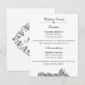 Chicago Skyline Wedding Details voor Uitnodiging (Voorkant / Achterkant)