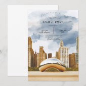 Chicago Skyline Wedding Invitation (Devant / Derrière)