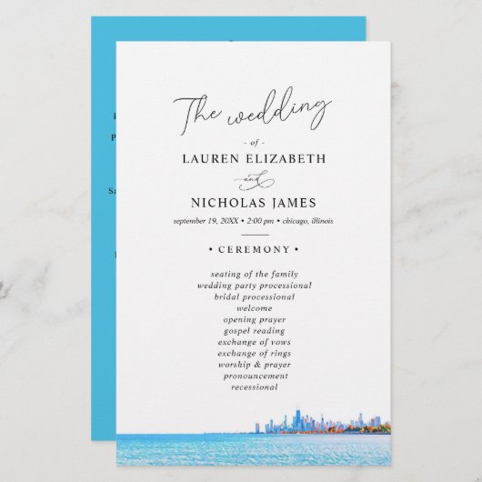 Chicago Skyline Wedding Program (Voorkant / Achterkant)