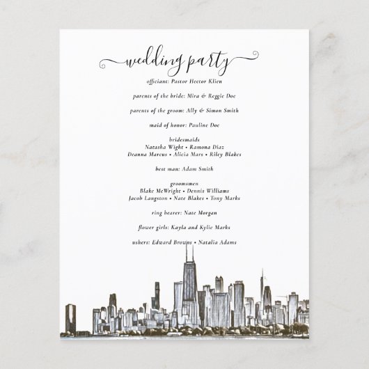Chicago Skyline Wedding Program Flyer (Achterkant)