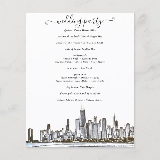 Chicago Skyline Wedding Programme (Dos)