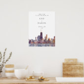 Chicago Skyline Wedding Welcome Sign Poster (Keuken)