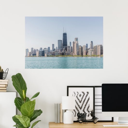Chicago Skyline with Lake Michigan Poster (Thuiskantoor)