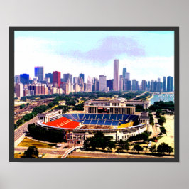 Chicago Skyline Wrigley Field Poster