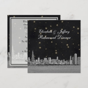 Chicago Skyline Zwart Goud Ster S Oefening Kaart