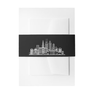 Chicago Skyline   Zwarte en witte bruiloft Uitnodigingen Wikkel