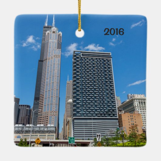 Chicago Skyscrapers, Willis Tower Keramisch Ornament (Achterkant)