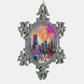 Chicago Snowflake Pewter Kerstversiering Tin Sneeuwvlok Ornament (Links)