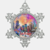 Chicago Snowflake Pewter Kerstversiering Tin Sneeuwvlok Ornament (Voorkant)