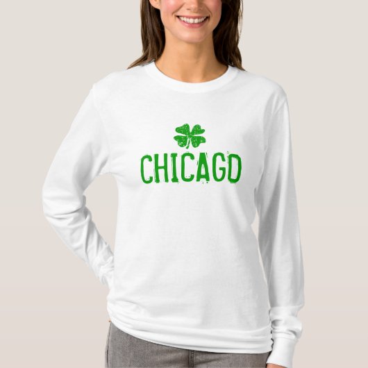 Chicago St. Patricks Day shirt met grijze shamrock (Voorkant)