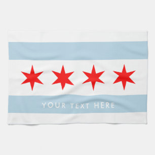 Chicago stadsvlag aangepaste keukenhanddoek cadeau