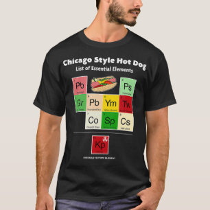 Chicago Style Hot Dog Lijst van elementen Mosterd T-shirt