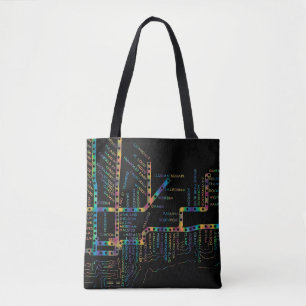 Chicago Subway Map met trein stopt COLOR TIE DYE Draagtas