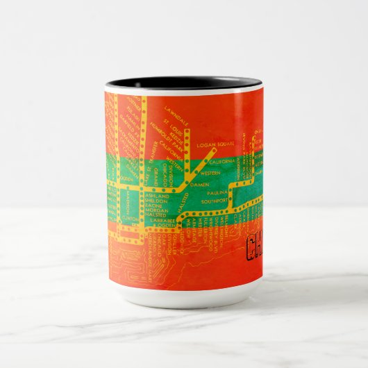 Chicago Subway Map met trein stopt kleurrijke vint Mok (Midden)