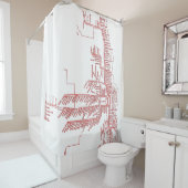 Chicago Subway Map met trein stopt NEON Red Douchegordijn (In situ)