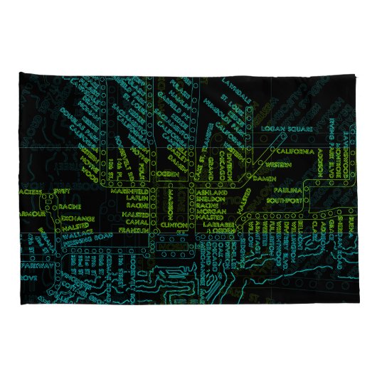 Chicago Subway Train  System Map Route NEON Kussensloop (Achterkant-Rechts)