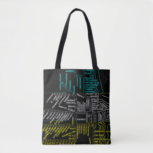 Chicago Subway Train  System Map Route NEON Tote Bag (Voorkant)
