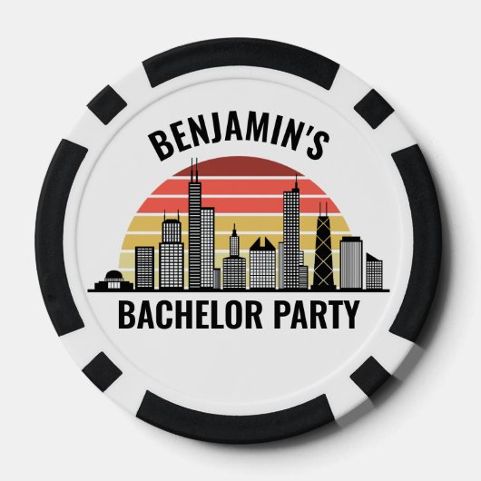Chicago Sunset Customized Bachelor Party Poker Chips (Achterkant)
