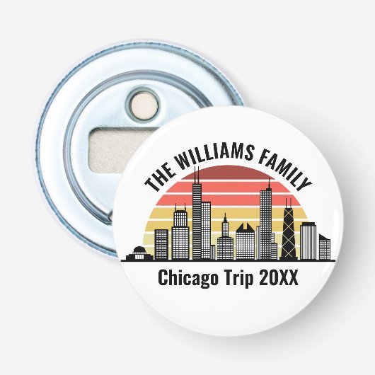 Chicago Sunset Customized Family Trip Button Flesopener (Voorkant)