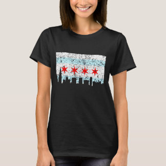 Chicago T Shirt -  Chicago vlag Theme Skyli