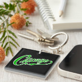 Chicago Tekst in Groen Script BLK Sleutelhanger (Voorkant Rechts)