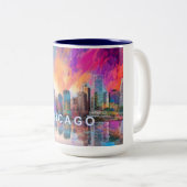 Chicago The Windy City Tweekleurige Koffiemok (Voorkant rechts)
