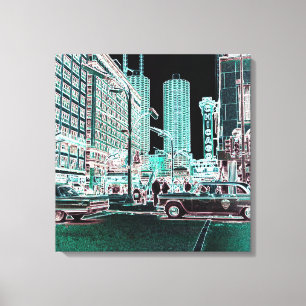 Chicago Theater State and Lake Theater 1963 neon Canvas Afdruk