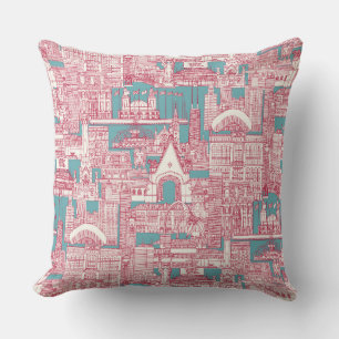 Chicago toile viva magenta turquoise kussen