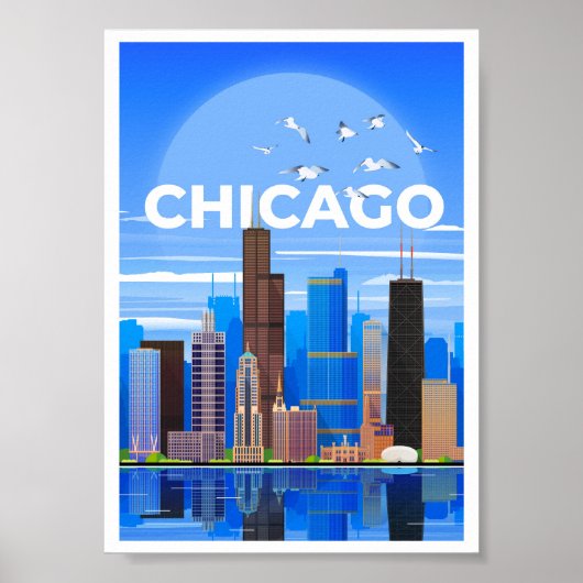 Chicago Travel Poster WallArt (Voorkant)