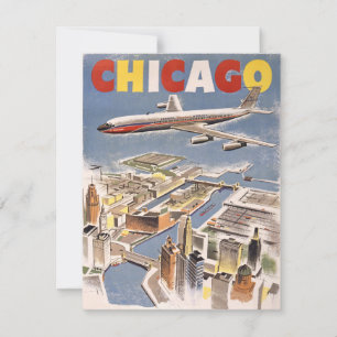  Chicago USA Air Travel Advertisement Kaart