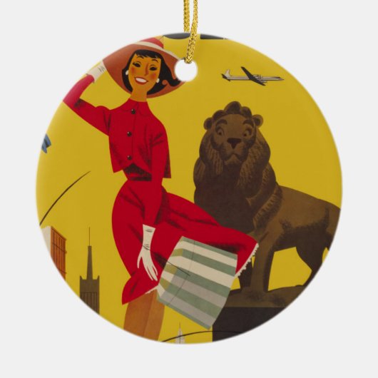  Chicago USA Air Travel Advertisement Keramisch Ornament (Voorkant)