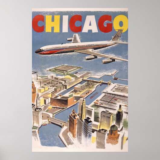  Chicago USA Air Travel Advertisement Poster (Voorkant)