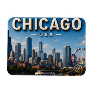 Chicago USA Silhouette Reis Magneet