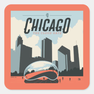 Chicago, Verenigde Staten   Millennium Park Vierkante Sticker