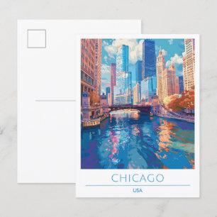 Chicago Verenigde Staten Vintage Travel Briefkaart
