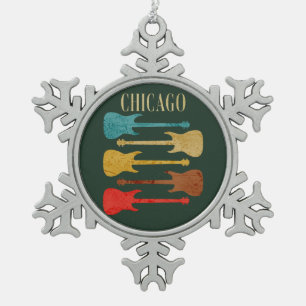 Chicago Vintage Guitars Concert Festival Souvenir Tin Sneeuwvlok Ornament