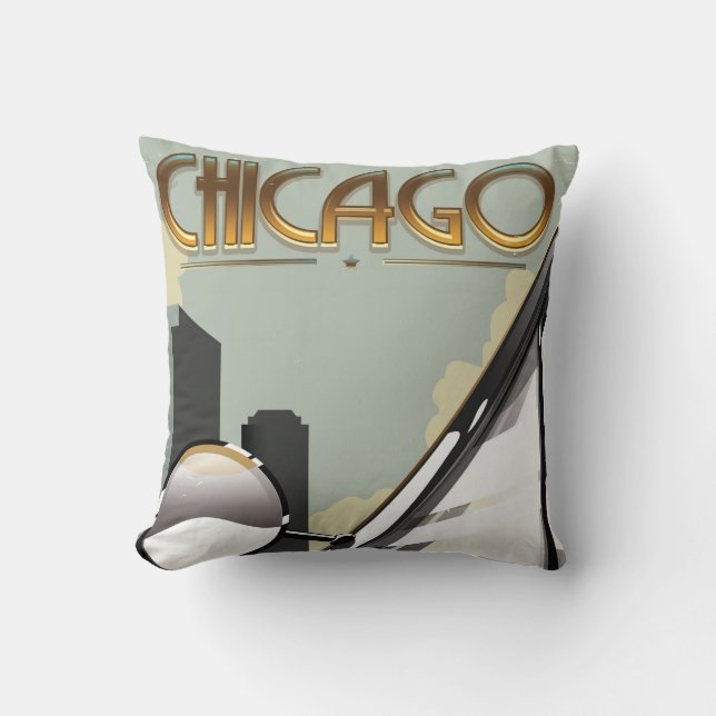 Chicago vintage reisposter kussen (Voorkant)