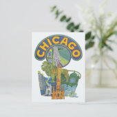 Chicago Vintage Travel Briefkaart (Staand voorkant)