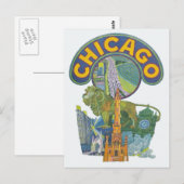 Chicago Vintage Travel Briefkaart (Voorkant / Achterkant)