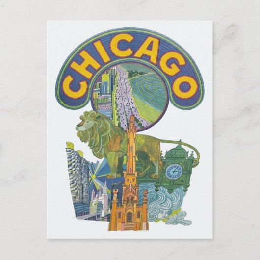 Chicago Vintage Travel Briefkaart (Voorkant)
