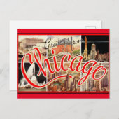 Chicago Vintage Travel Briefkaart (Voorkant / Achterkant)