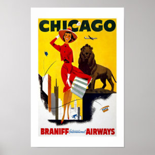 Chicago Vintage Travel Poster