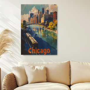 Chicago Vintage Travel Poster